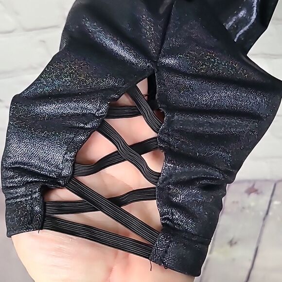 Girls LC Revolution Dancewear Unitard Black Holographic Foil Sequins Leotard - Picture 5 of 11